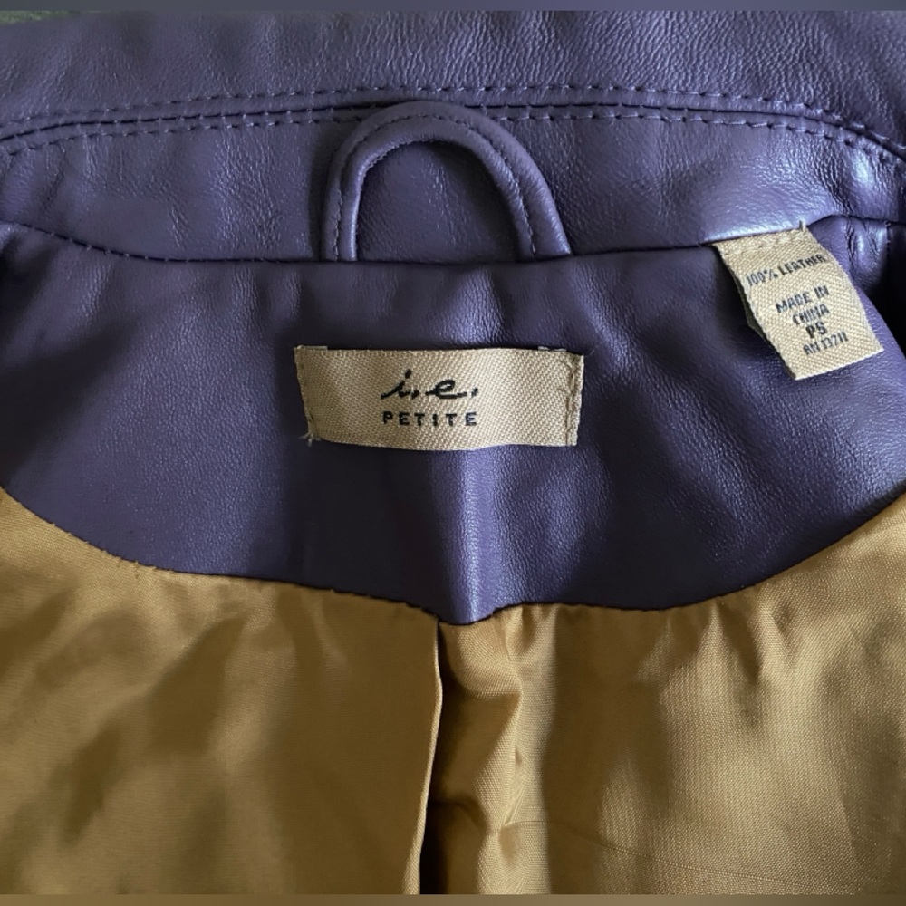 I.E. Purple vintage cropped leather jacket size Small petite - Picture 8 of 8